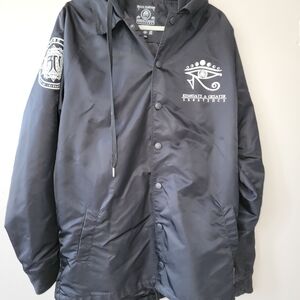 Black Windbreaker Jacket with Eye of Horus Design